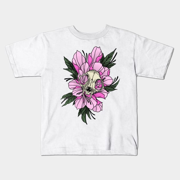 Floral Skull Kids T-Shirt by WtfBugg